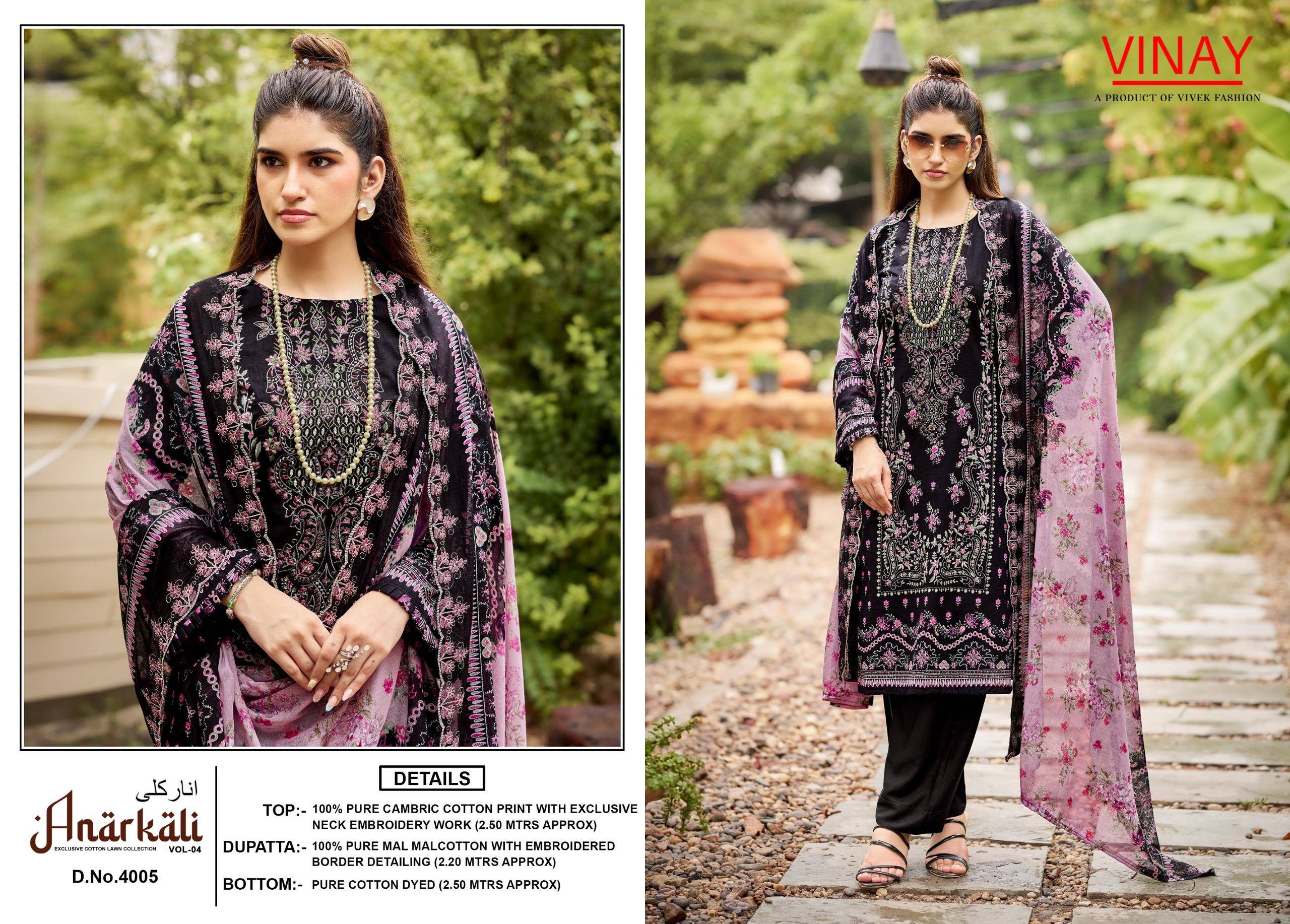 VINAY VOL 4 By Vivek Fashion 4001 To 4008 Beautiful Festive Suits Stylish Fancy Colorful Casual Wear & Ethnic Wear PURE CAMBRIC COTTON Print Dresses At Wholesale Price